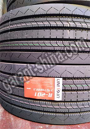 Unicoin R-201 (рулевая) 315/70 R22.5 152/148M 18PR - Фото шин с этикеткой на складе